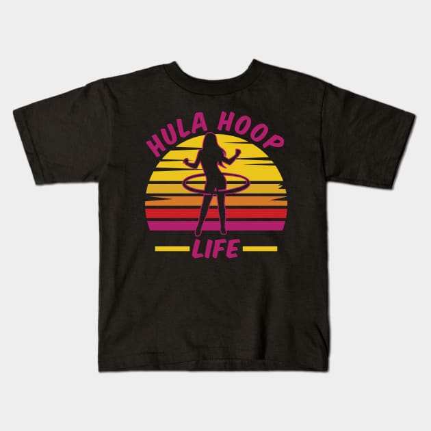 Hula Hoop Life Vintage Motif Gift Women Kids T-Shirt by POS